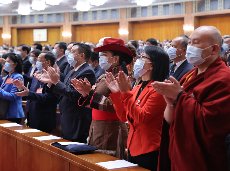 The closing meeting of the fifth session of the 13th National Committee of the Chinese People's Political Consultative Conference (CPPCC) is held at the Great Hall of the People in Beijing, capital of China, March 10, 2022. (Xinhua/Jin Liwang)