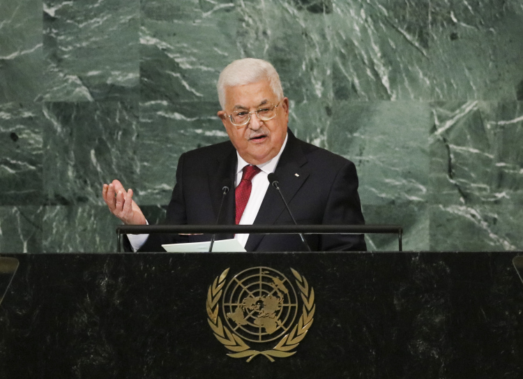 File Photo: Palestinian President Mahmoud Abbas speaks during the General Debate of the 77th session of the UN General Assembly at the UN headquarters in New York, on Sept. 23, 2022. (Xinhua/Wang Ying)