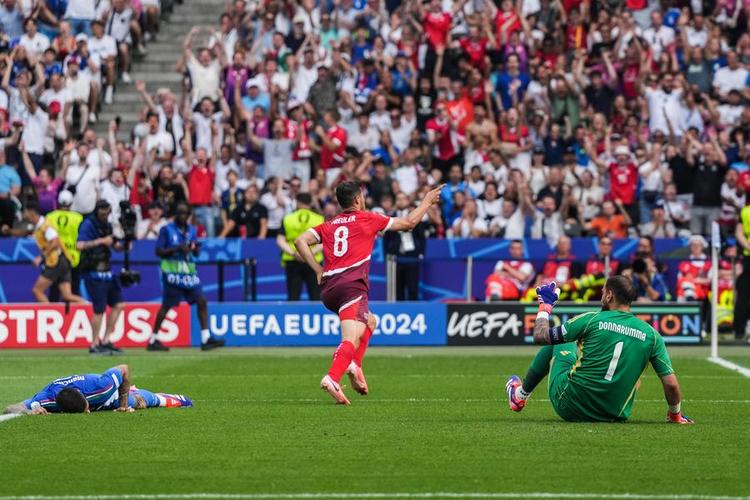 Remo Feulner of Switzerland celebrates scoring during the UEFA Euro 2024 last 16 match against Italy in Berlin, Germany, June 29, 2024. (Xinhua/Peng Ziyang)