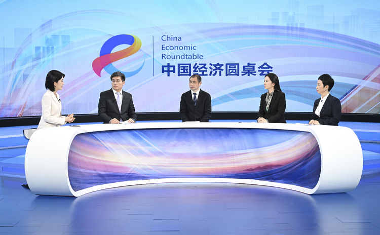 This photo shows the recording site of the 9th episode of the China Economic Roundtable. (Xinhua/Li He)