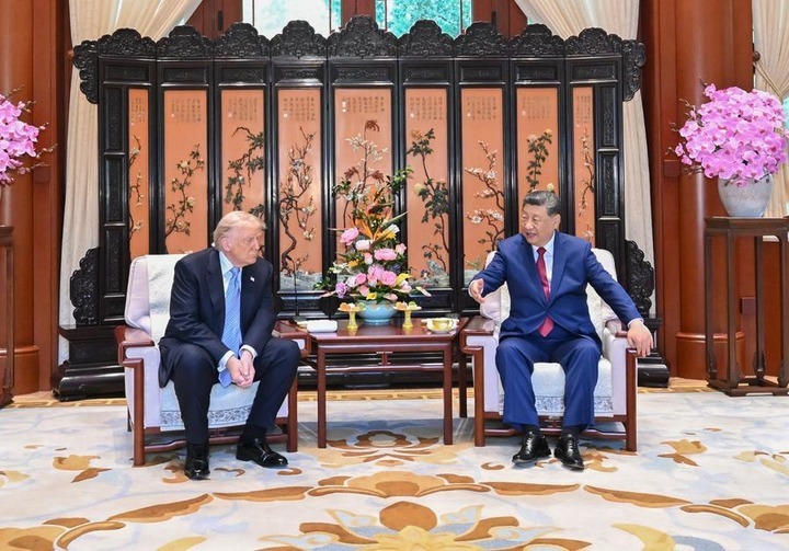 Chinese President Xi Jinping and U.S. President Donald Trump have a private meeting at Zhongnanhai in Beijing, capital of China, May 15, 2026. (Xinhua/Li Xiang)